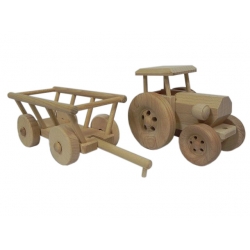 Traktor drewniany z wozem drabiniastym